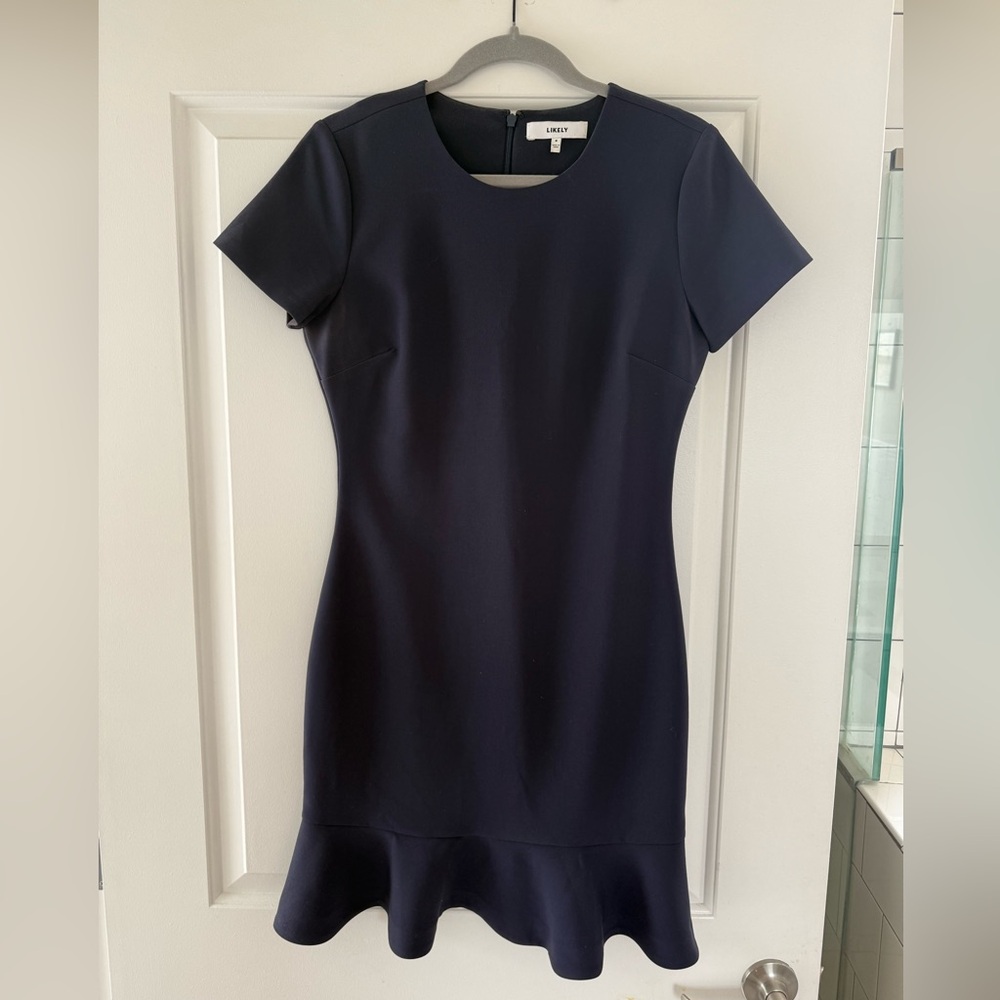 Likely Blue Midi Dress Short Sleeve Crew Neck